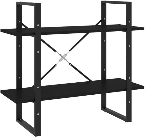 vidaXL Bücherregal 2 Fächer Schwarz 80x30x70 cm Holzwerkstoff 806448