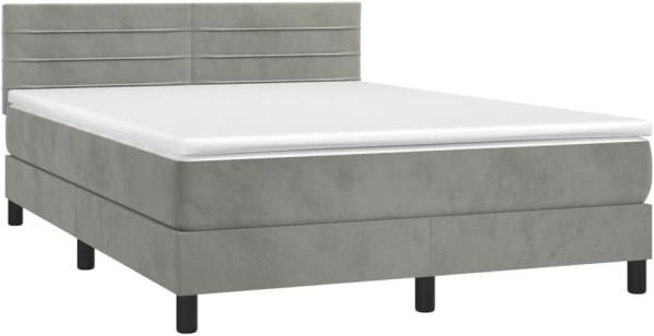 vidaXL Boxspringbett mit Matratze Hellgrau 140x200 cm Samt 3141365