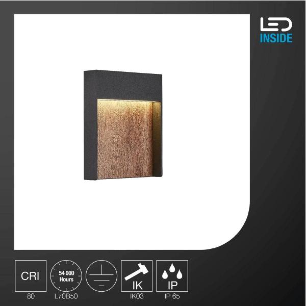 SLV Leuchte 1002953 FLATT Outdoor LED Wandaufbauleuchte 3000K IP65 anthrazit braun Bild 3