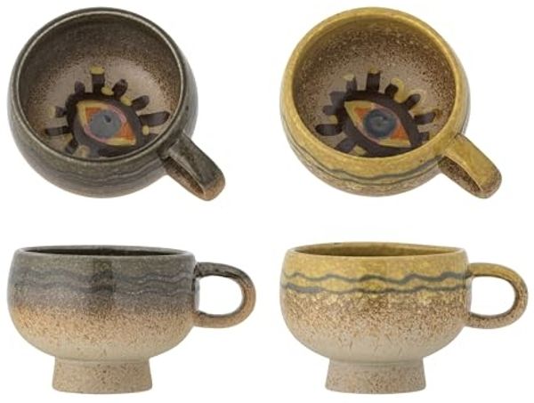 Bloomingville Tasse Bloomingville Oculus Tasse, Braun, Steingut 2er Set, Steingut