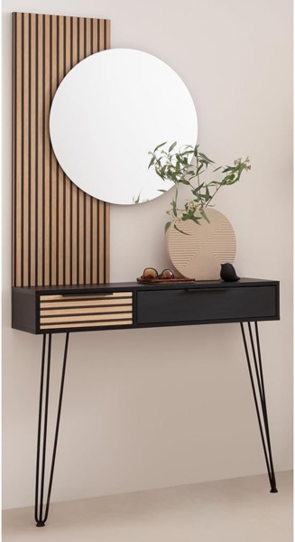 Lomadox Garderoben-Set HUNTSVILLE-80, (Spar-Set, 2-St), in schwarz mit Akustikpaneel-Optik