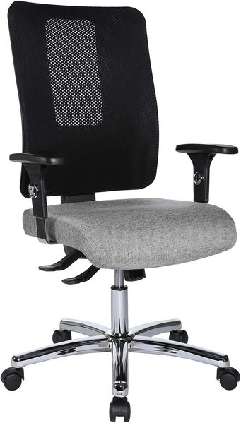 Topstar Open X (N) Chrom, ergonomischer Bürostuhl, Schreibtischstuhl, Stoffbezug, grau/schwarz