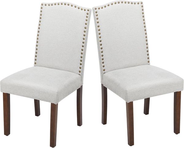 SURFOU Modern Armless Dining Chairs, 2er Set,Moderne Armless Dining Chairs mit gepolstertem Stoff, Nailhead Trim und Holzbeinen, Ideal für Events und den täglichen Gebrauch,Grau