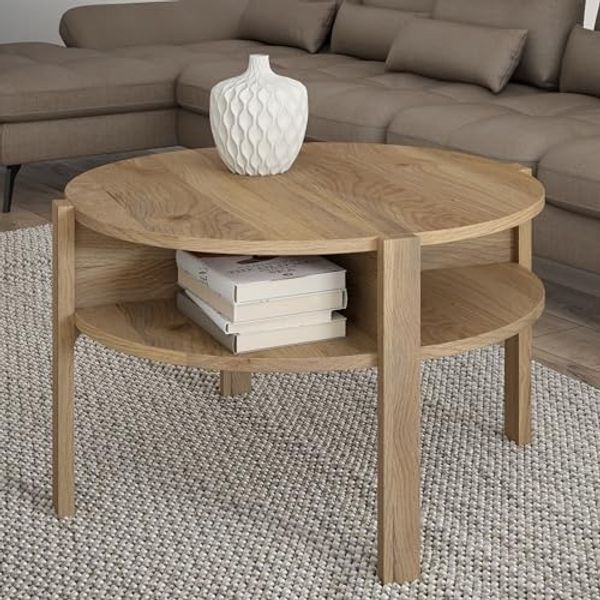 Wohnzimmertisch Couchtisch TOBAGO rund Ø 75 cm Optik Mauvella Eiche