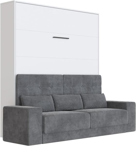 SMARTBett Schrankbett Schrankbett mit Anthrazit SOFA M1 160x200 Vertikal Weiss/Weiss (Schrankbett+ Sofa, 2-St, Schrankbett+ Sofa)