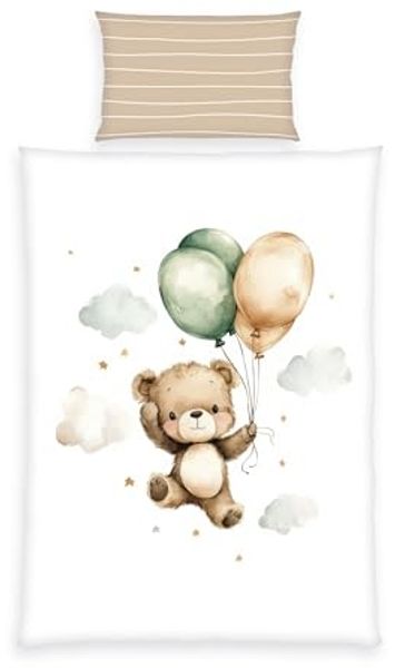 Baby Best Babybettwäsche Ballon Teddy, Renforcé, 2 teilig, Wendebettwäsche