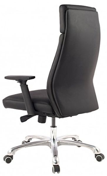 Bürostuhl PORTO Echt-Leder Schwarz ergonomisch mit Kopfstütze, Design Chefsessel Schreibtischstuhl ergonomisch mit Wippfunktion, Drehstuhl mit Armlehnen X-XL 120 kg Bild 6