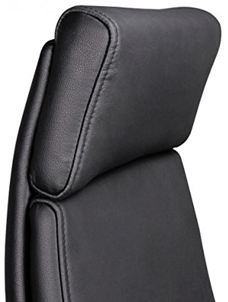 Bürostuhl PORTO Echt-Leder Schwarz ergonomisch mit Kopfstütze, Design Chefsessel Schreibtischstuhl ergonomisch mit Wippfunktion, Drehstuhl mit Armlehnen X-XL 120 kg Bild 7