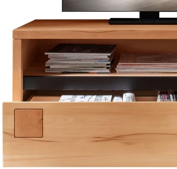 Lomadox Lowboard WINCHESTER-69, TV Board Fernsehschrank 120 cm Buche massiv geölt Hirnholz-Detail Bild 4