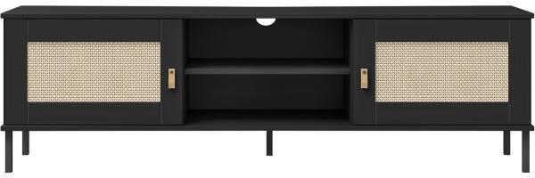 Woodroom TV-Board Modernes Lowboard Valencia, Fernsehschrank aus Kiefer,schwarz,158x47x40cm