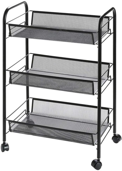 Home Collective Küchenregal Rollwagen mit 3 Ebenen, Platzsparend, 3-stöckiger Schrank auf Rollen, geräumige Regale im modularen Design, 27,5x45x63,5 cm, Schmal, schwarz