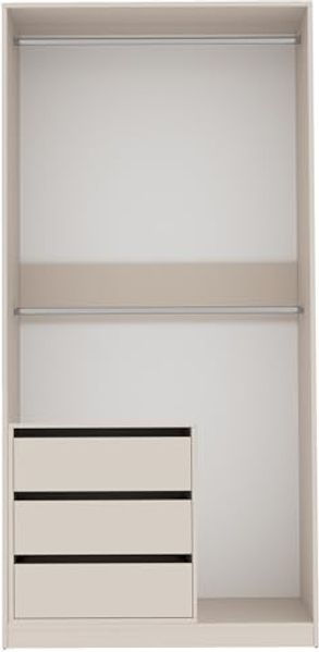 Marmex Möbel TRES SET 11C offener Kleiderschrank mit Kleiderstangen und Container, laminierte Spanplatte, graubeige cashmere, 100x206x51 cm