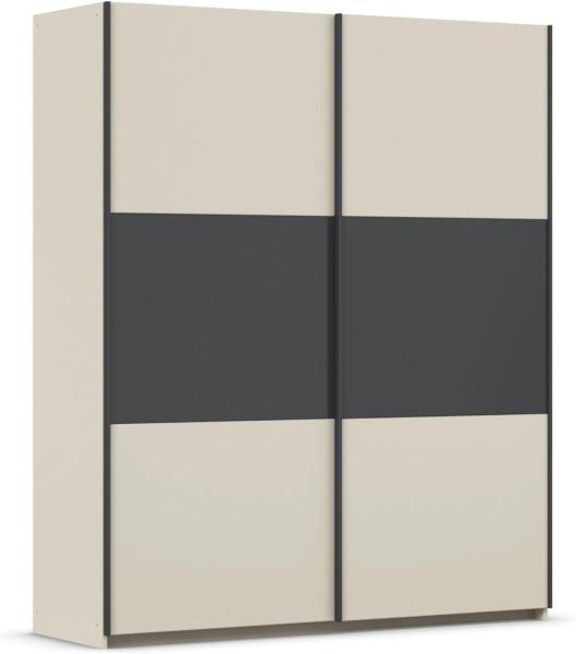 Rauch Möbel Neo, Schwebetürenschrank, Kleiderschrank, Kleiderschränke, Garderobe, Schrank mit Stauraum, 2-türig, Farbe Champagner/Grau-metallic, 175 x 210 x 59 cm
