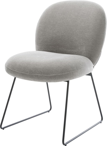 Esszimmerstuhl Nube-Flex Strukturstoff Soft Grau Kufengestell Schwarz Taschenfederkern