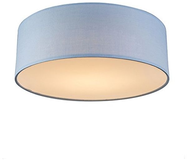 Qazqa Deckenleuchte Drum led, LED fest integriert, Extra-Warmweiß, QAZQA Deckenleuchte, integrated, Blau, Textil, Modern