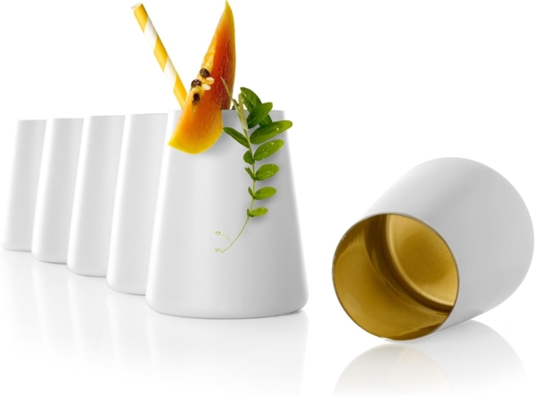 Stölzle Lausitz POWER Becher 380 ml weiß-gold 6er Set
