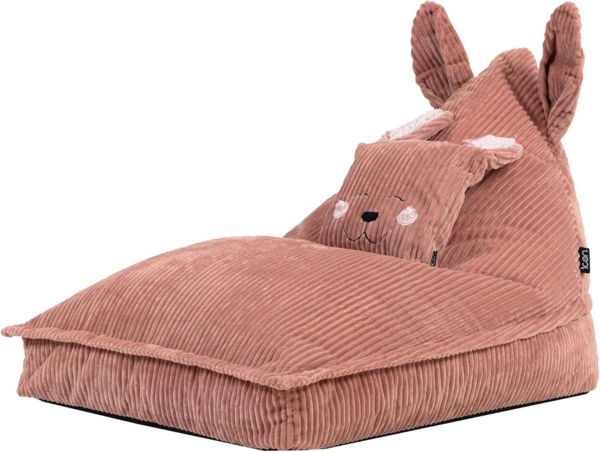 Icon Robyn Kaninchen Sitzsack Kinder, Rosa, Flauschiger Cord Stoff, Sitzsack Cord mit Füllung, Bequemer Kinder Sessel, Kuschelsessel, Lese Sessel, Schlafzimmer, Kinderzimmer, Spielzimmer