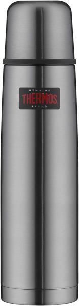 THERMOS LIGHT & COMPACT BEVERAGE BOTTLE 1l, stone grey, Thermosflasche Edelstahl, Isolierflasche grau mit Trinkbecher, 24 h heiß / 24 h kalt, spülmaschinenfest, absolut dicht, BPA-frei