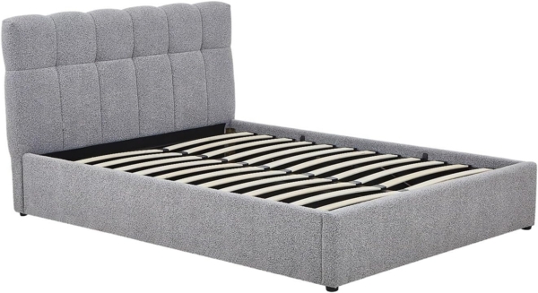 Vente-unique - Bett mit Bettkasten - 160 x 200 cm - Bouclé-Stoff - Grau - MAZIRI
