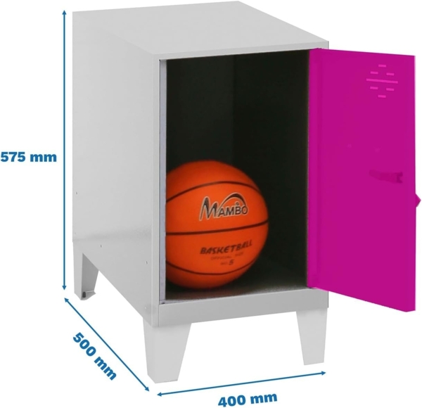 Simon Rack Simonlocker Kommode, klein, 575 x 400 x 500 mm, Amario aus Metall, inkl. Schlüssel, Grau/Rosa Bild 2
