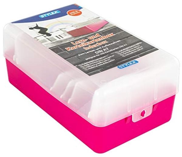 Stylex Schreibwaren Aufbewahrungsbox Lernbox / Karteikasten / A7 / Farbe: pink