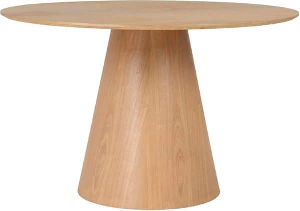 byLIVING Esstisch Rond/runde Tischplatte/Echtholz-Furnier Eiche Natur lackiert/für bis zu 5 Personen/Küchentisch/Esszimmertisch/Säulentisch/D 120, H 75 cm