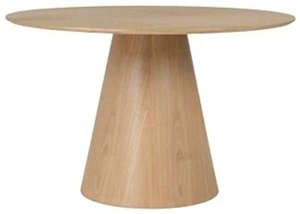 byLIVING Esstisch Rond/runde Tischplatte/Echtholz-Furnier Eiche Natur lackiert/für bis zu 5 Personen/Küchentisch/Esszimmertisch/Säulentisch/D 120, H 75 cm