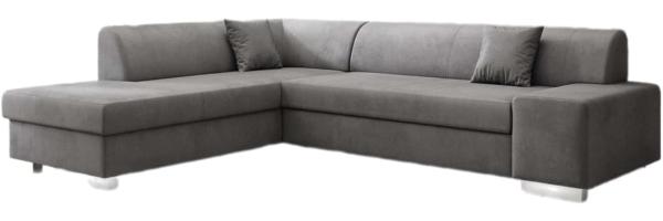 Designer Sofa Pina mit Schlaf- und Klappfunktion Samt Grau Links