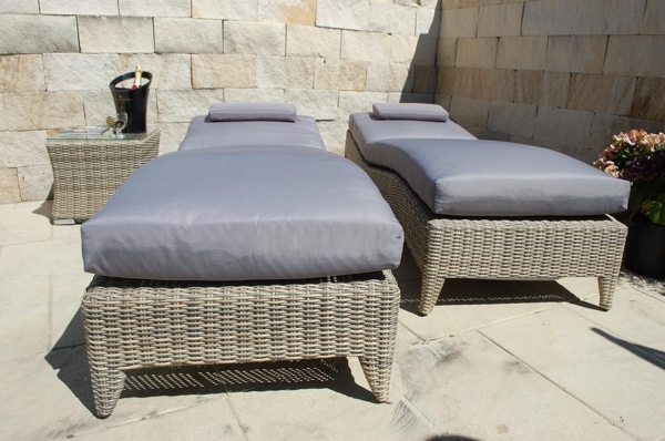 Ragnarök Möbel-Design Gartenliege Sonnenliegen Set, 3-teilig, Kopfteil in 5 Stufen verstellbar, Auflagen ca. 16 cm dick Bild 7