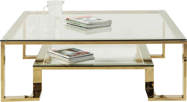 Kare Design Gold Rush Couchtisch, 120x120 cm, Couchtisch edel, Glascouchtisch, Couchtisch retro, (H/B/T) 40 x 120 x 120 cm