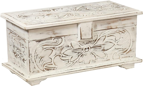 Oriental Galerie Truhe Weiße Truhe Blumen Klein 40 cm