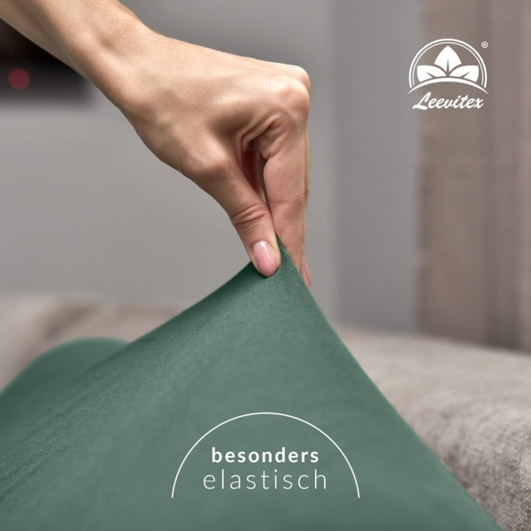 leevitex® Spannbettlaken Spannbettlaken Premium 170g/m², Gummizug: rundum, schwer und dick, 100% Jersey-Baumwolle, auch Boxspringbett geeignet Bild 4