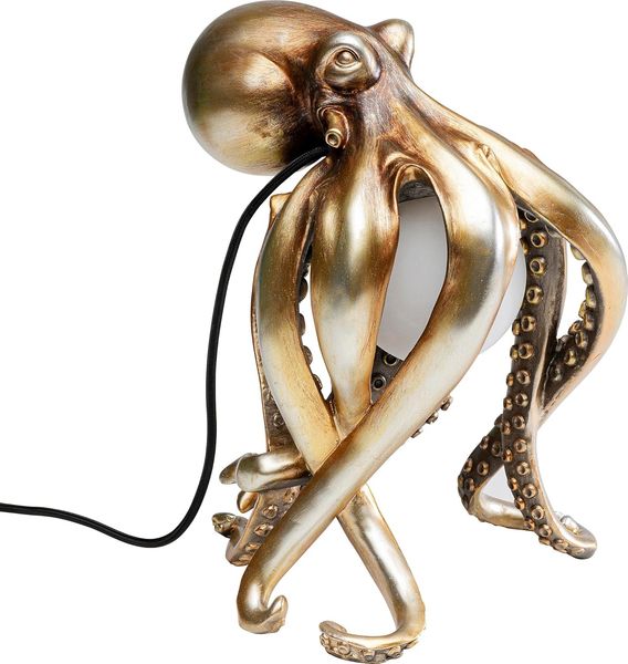Kare Design Tischlampe Animal Octopus Gold, Tischleuchte, Tiermotiv, Dekoleuchte, Nachttischlampe, Schreibtischlampe, Leuchtmittel nicht inklusive, 34 x 22 x 26 cm (H/B/T)