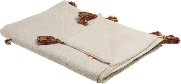 Kuscheldecke KHANDWA Baumwolle 130 x 180 cm Beige