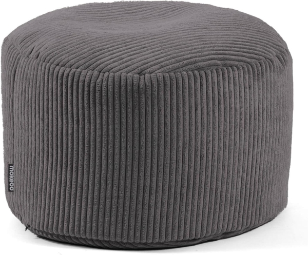 mokebo Pouf Der faule Lenz (aus Cordstoff), Sitzhocker XL, Bodenkissen, Fußhocker, Hocker, Sitzkissen in Anthrazit