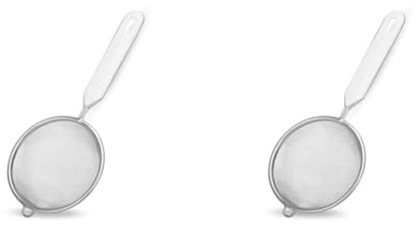 Fackelmann Sieb Ø 7 cm, Küchensieb aus Edelstahl, feinmaschiger Seiher mit Griffeinlage aus Kunststoff (Farbe: Weiß/Silber), Menge: 1 Stück (Packung mit 2)
