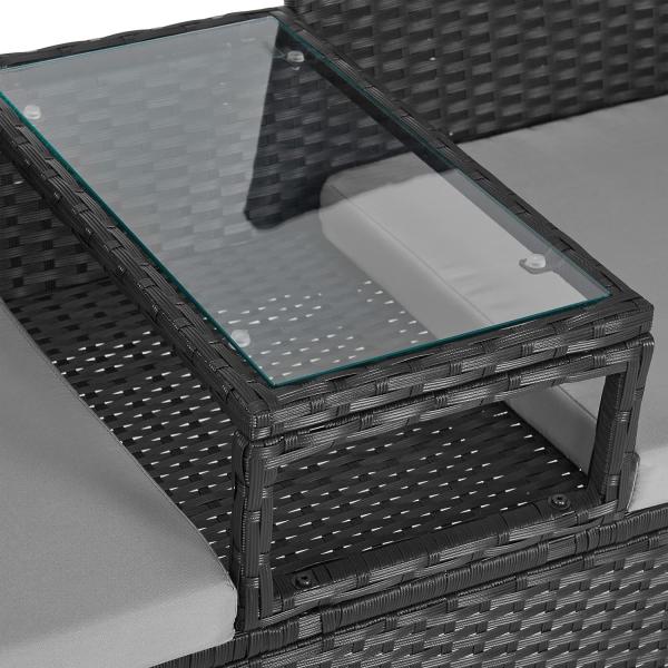 SVITA 'CHICAGO' Gartenbank, Stahl/Rattan/Polyester Schwarz, 84 x 62 x 134 cm Bild 6