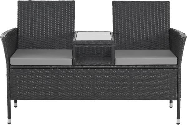 SVITA 'CHICAGO' Gartenbank, Stahl/Rattan/Polyester Schwarz, 84 x 62 x 134 cm Bild 3