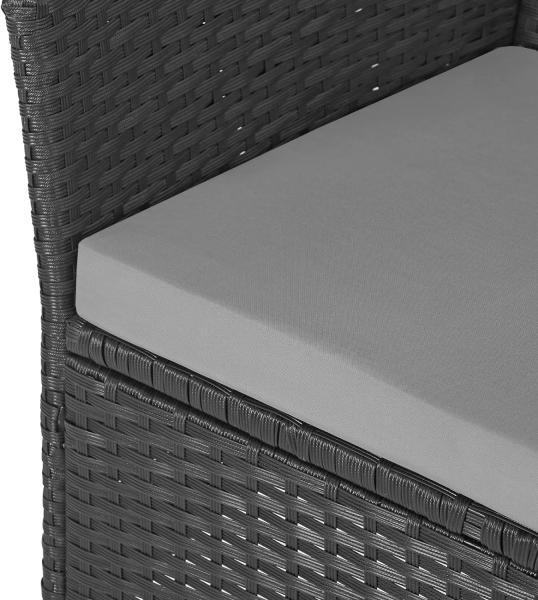 SVITA 'CHICAGO' Gartenbank, Stahl/Rattan/Polyester Schwarz, 84 x 62 x 134 cm Bild 5