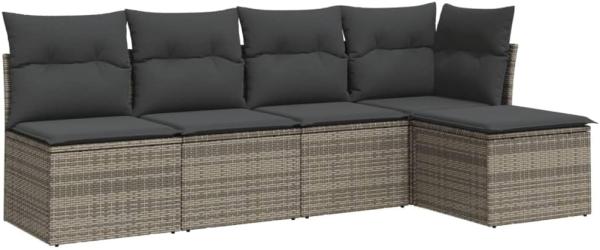 vidaXL 5-tlg. Garten-Sofagarnitur mit Kissen Grau Poly Rattan 3217520