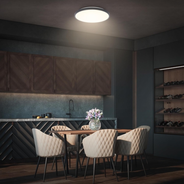 BRILONER - LED Deckenlampe mit Dekorblende, warmweiße Lichtfarbe, 17,5W, 2400lm, LED Lampe, Deckenleuchte, Wohnzimmerlampe, Küchenlampe, Deckenbeleuchtung, Flurlampe, 33x6 cm (DxH), Anthrazit Bild 3