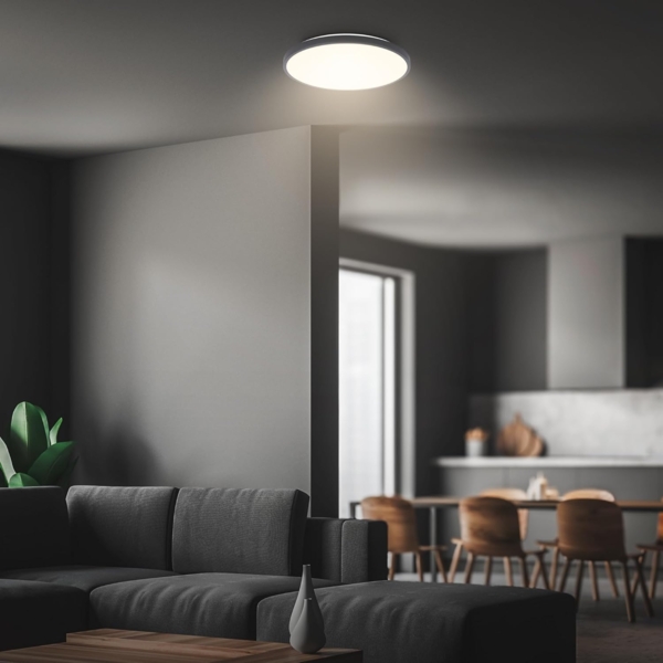 BRILONER - LED Deckenlampe mit Dekorblende, warmweiße Lichtfarbe, 17,5W, 2400lm, LED Lampe, Deckenleuchte, Wohnzimmerlampe, Küchenlampe, Deckenbeleuchtung, Flurlampe, 33x6 cm (DxH), Anthrazit Bild 4