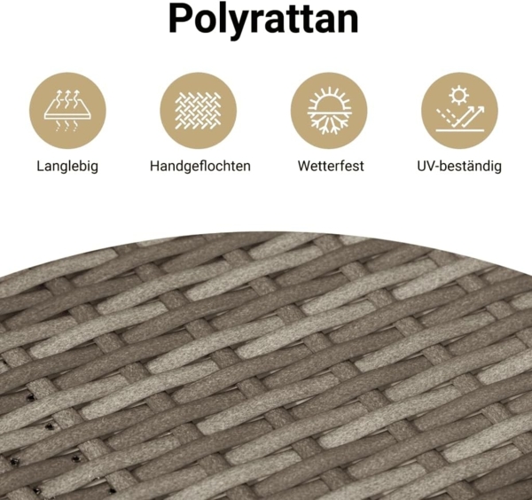vidaXL 6-tlg. Garten-Sofagarnitur mit Kissen Grau Poly Rattan 3249199 Bild 4