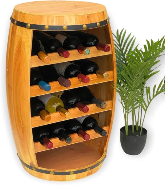 DanDiBo Weinregal Holz Weinfass Natur 70 cm 371 Bar Flaschenregal Flaschenständer Fass Holzfass