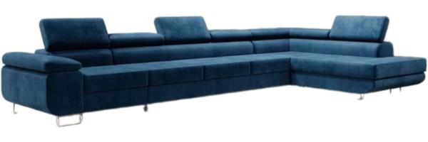 Designer Sofa Maxi mit Schlaf und Klappfunktion Blau Rechts