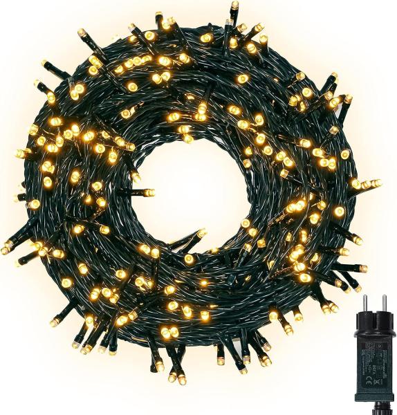 30M Lichterkette Außen & Innen, 300LED Lichterkette Strom Warmweiß mit 8 Leuchtmodi & Speicherfunktion, IP44 Wasserdicht Weihnachtsbeleuchtung für Outdoor Balkon, Garten, Party, Weihnachtsbaum