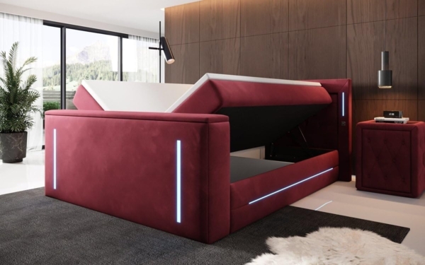 Boxspringbett Divalo mit TV Lift und Stauraum 160x200 Rot H4 (100kg+) Bild 4
