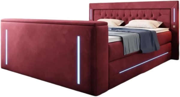 Boxspringbett Divalo mit TV Lift und Stauraum 160x200 Rot H4 (100kg+) Bild 1
