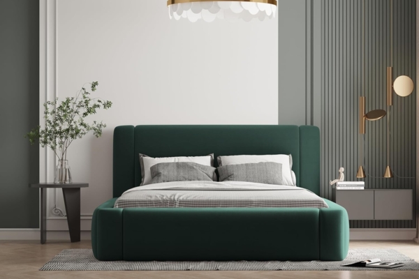 Polsterbett OLAF 180x200 mit Matratze, Bettkasten und Lattenrost. Farbe: VELUTTO 10