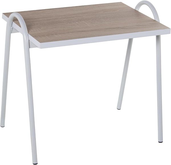 DRW Set mit 3 Beistelltischen aus Holz und Metall, 38 x 48 x 41 cm, weiß und Eiche, 38 x 48 x 41 cm